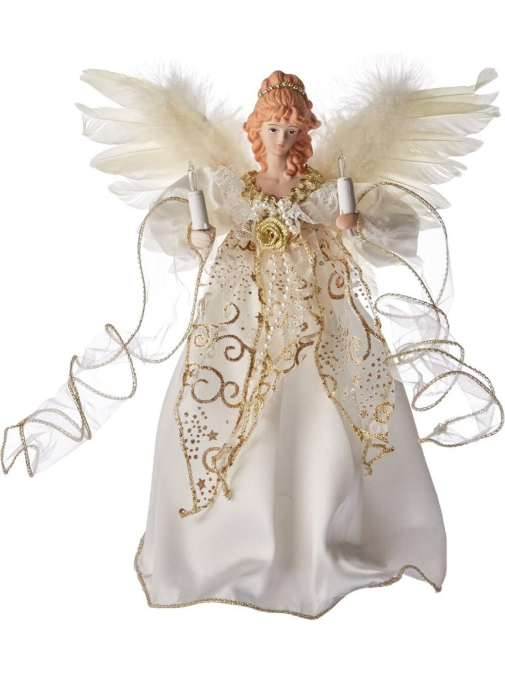 Illuminated Angel Christmas Tree Topper - Festive Holiday Decor, 10" Treetop